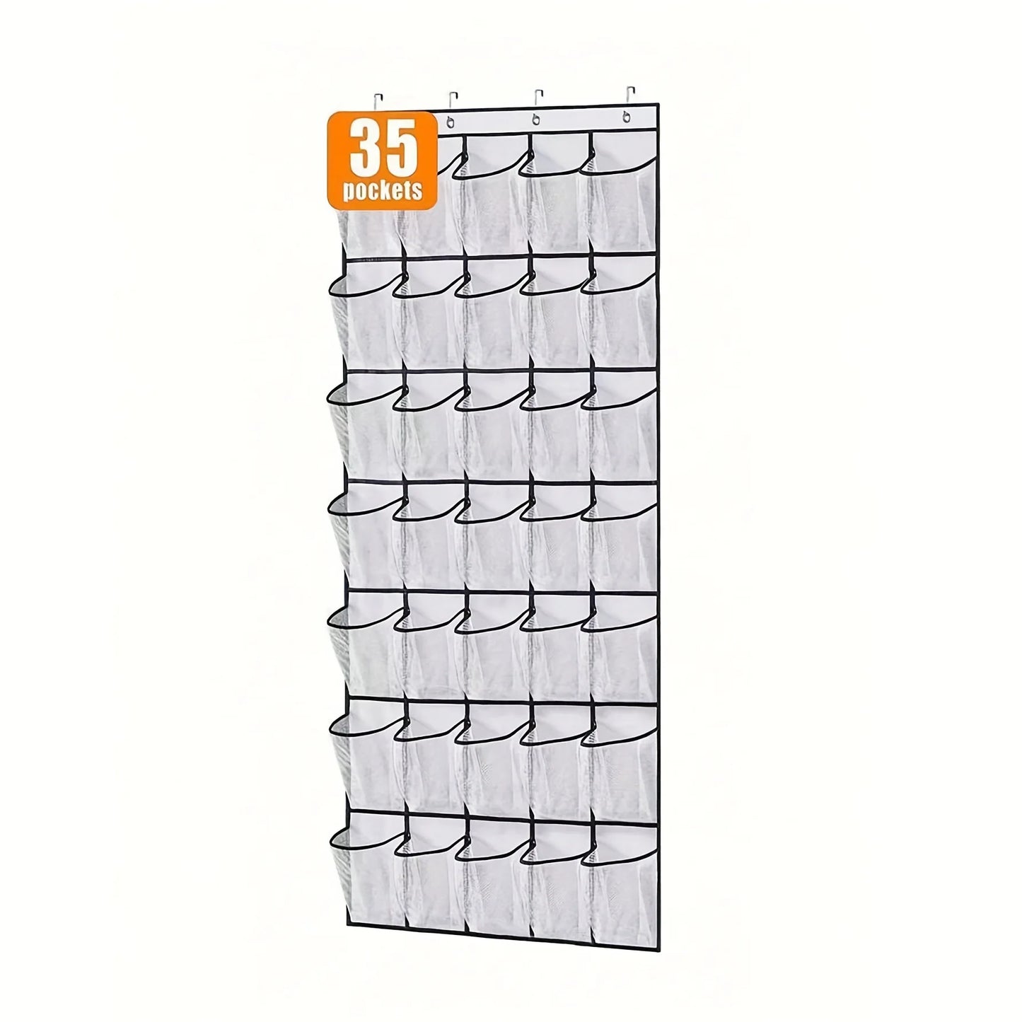 Over The Door Hanging Shoe Rack Organizer Equipped with 24/35 Large Breathable Mesh Storage Pockets, Multifunctional Space Saving Closet Shoe Holder for Household Shoe Storage