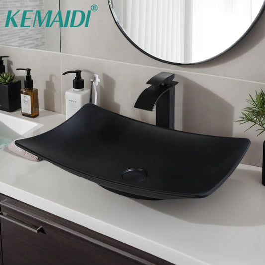 YANKSMART Vessel Sink Modern Above Counter Basin With Faucet
