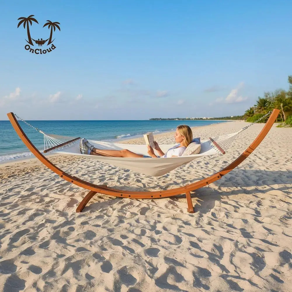 Garden Hammock Swing, Portable Travel Hammock Cotton Rope, Indoor Outdoor Patio Hammock for Balcony Yard, 2 Person