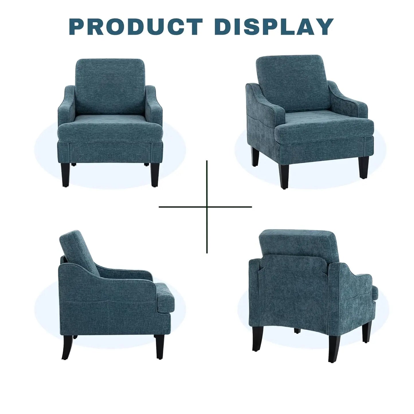 MOYU Accent Chairs Set of 2 Chenille Upholstered Armchairs