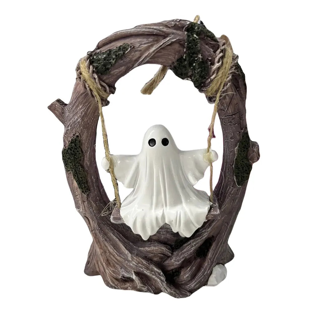 Shunmaii Halloween Swing Ghost Ornament Resin Tree Swing Figurine
