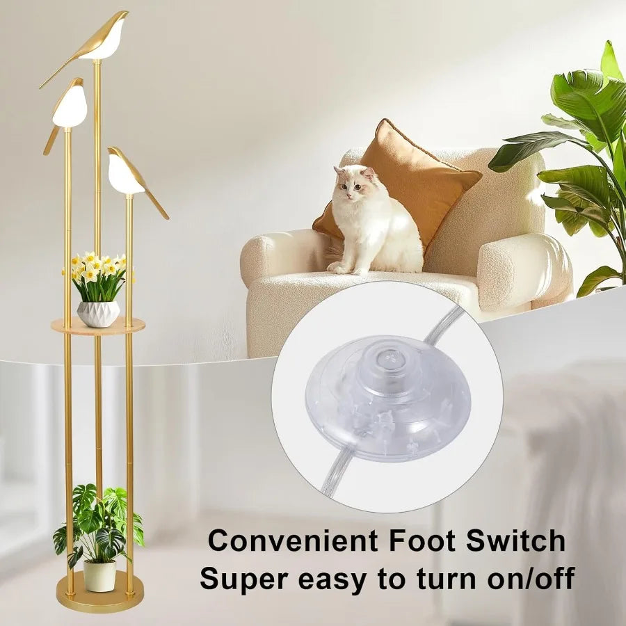 MDNG Modern Floor Lamp With Shelves And Adjustable LEDs