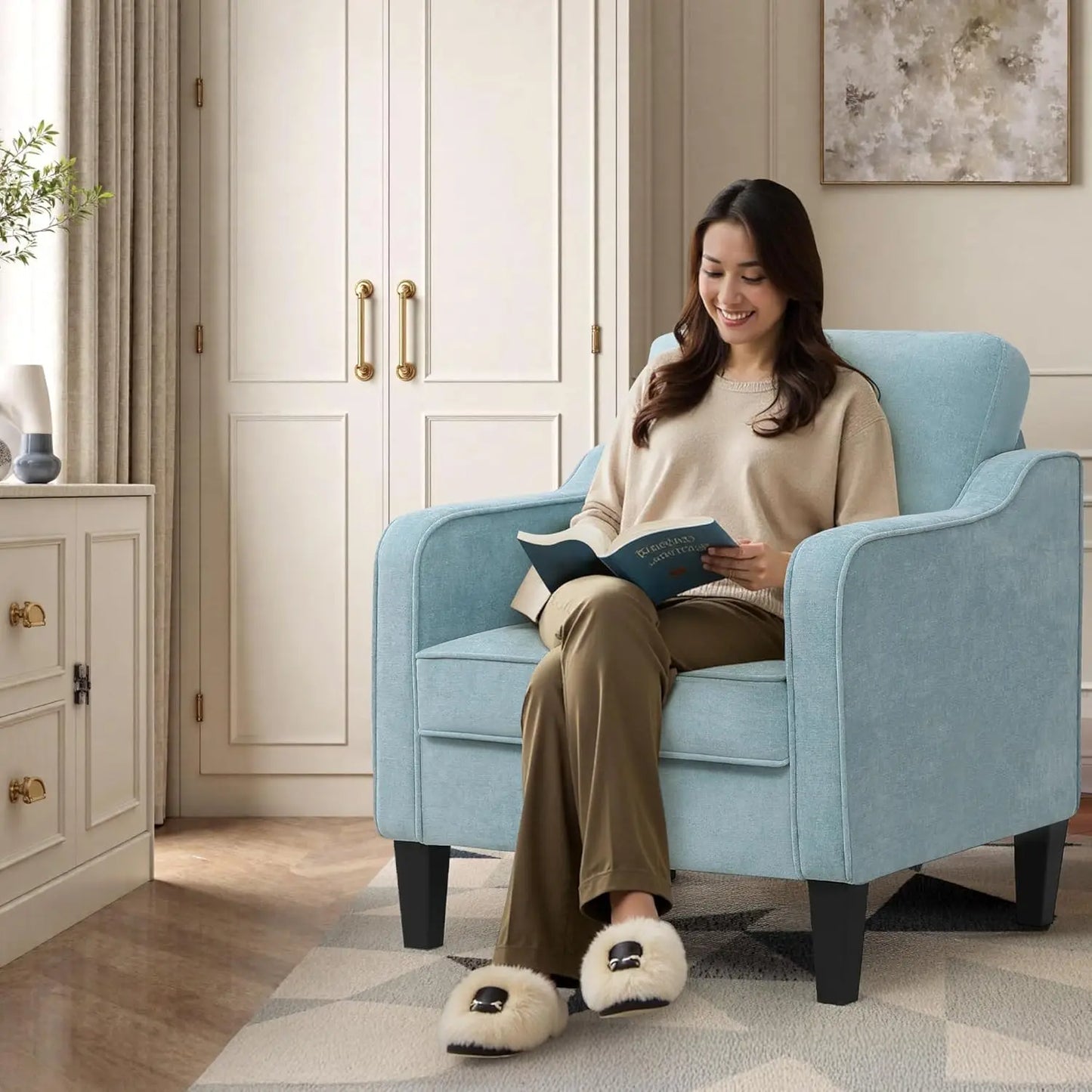 MOYU Accent Chair Living Room Modern Upholstered Armchair