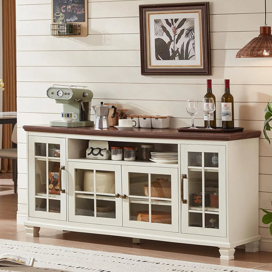 Vintage Farmhouse Sideboard Buffet Cabinet With Storage