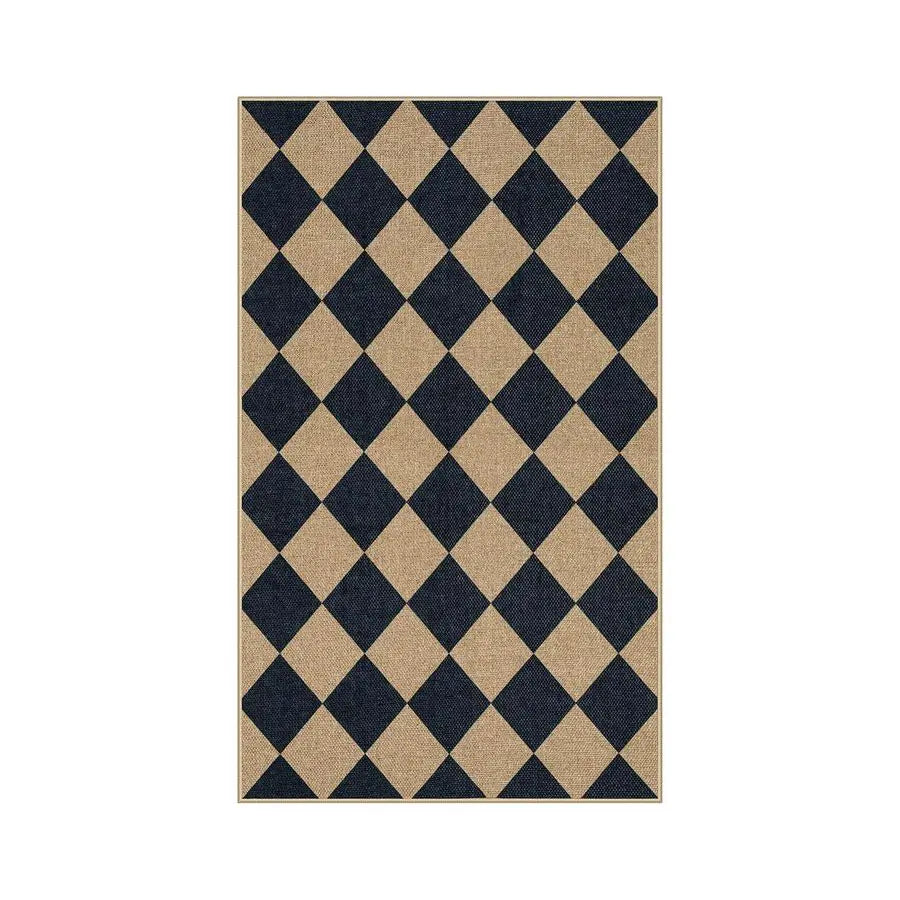 Natural Checkerboard Jute Outdoor Patio Rug For Entryway And Living