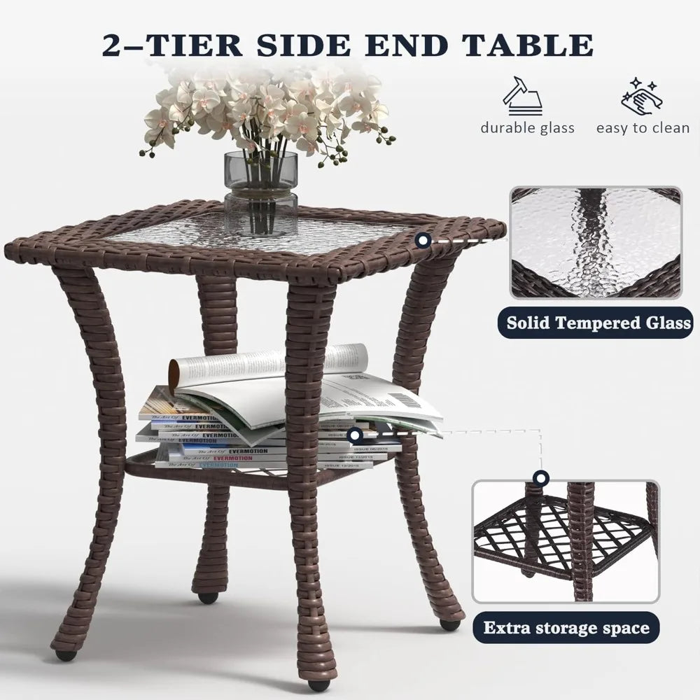 Outdoor Rattan Wicker Patio Furniture Set, 6-Piece