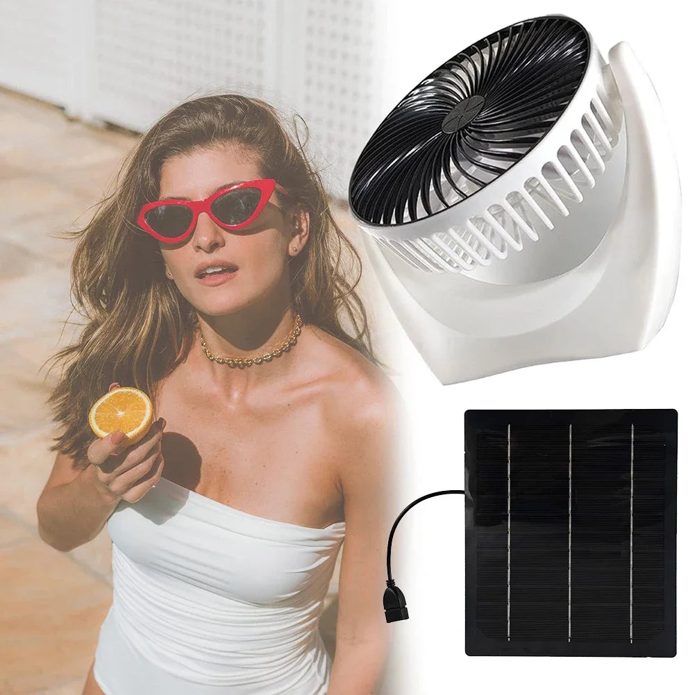 Solar Panel Fan Portable Solar Powered Camping Fan USB Charger