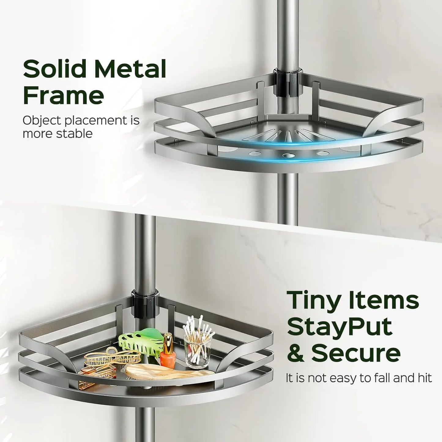XMSJ 4-Tier Shower Tension Pole Caddy Rustproof Bathroom Organizer