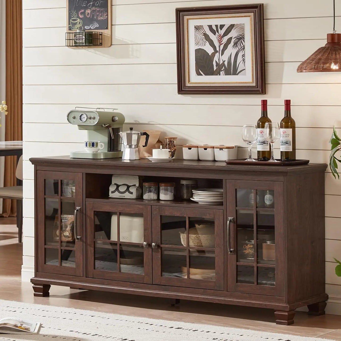 Vintage Farmhouse Sideboard Buffet Cabinet With Storage