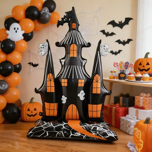 Halloween Haunted Castle Foil Balloon With Ghost Bat Party Decor