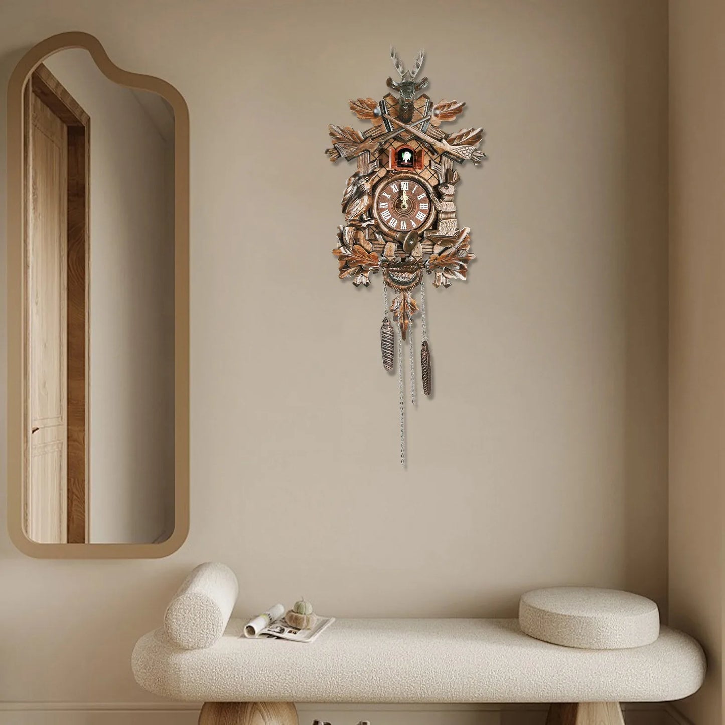 Forest Theme Cuckoo Clock With Adjustable Volume Wall Clock