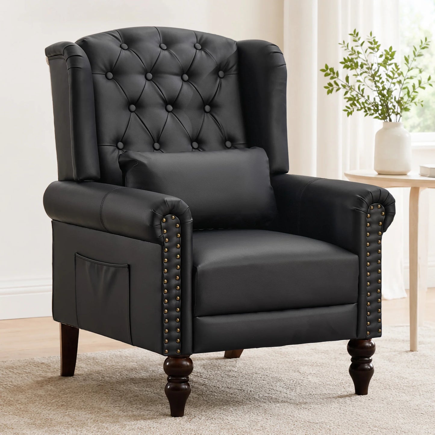 TCGBKAF Vintage Floral Wingback Club Accent Chair with Arms Mid-Century Modern Armchair Fabric Upholstered Mid Back Single Sofa Chair for Home