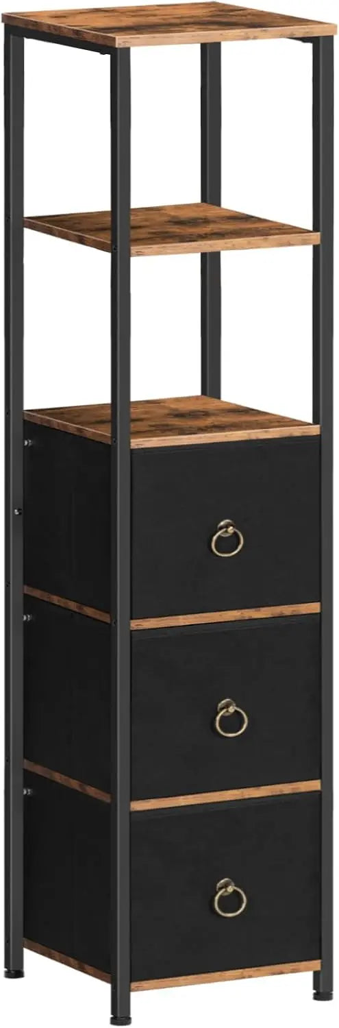 Rustic Floor Cabinet With 3 Drawers For Bathroom And Living Room Storage