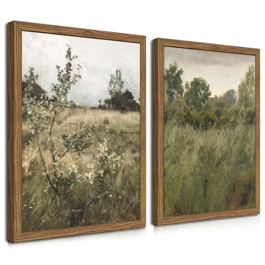 Landscape Wall Art Set Of 2 Wilderness Farmhouse Canvas Paintings
