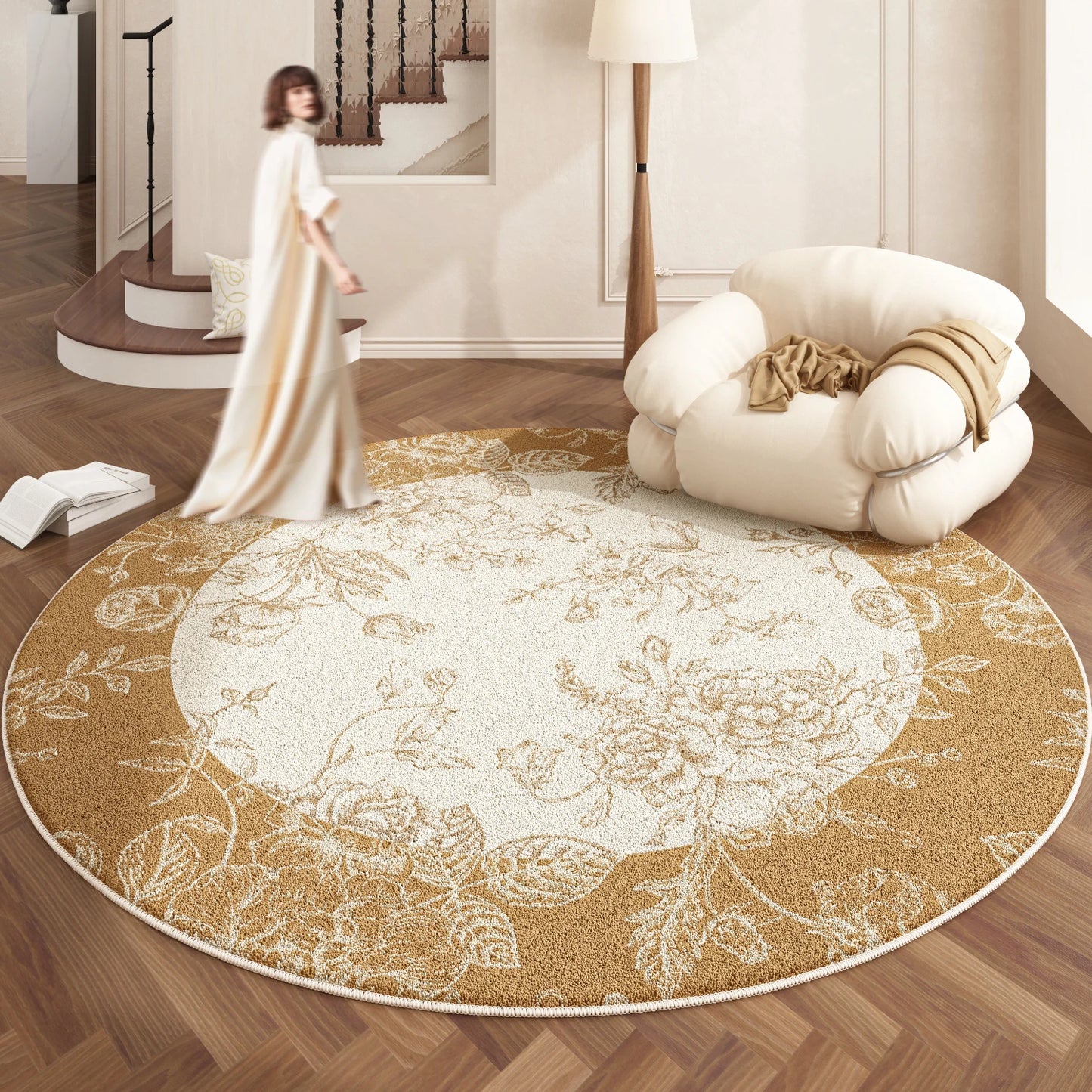 European Style Rugs for Bedroom Home Fluffy Soft Floor Mat Thicken Plush Living Room Decoration Round Carpet Washable Lounge Rug
