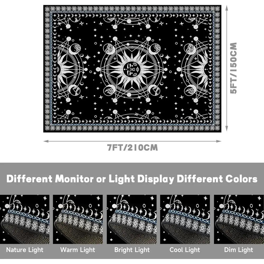 Bohemian Sun Moon Area Rug Celestial Galaxy Stars Mat