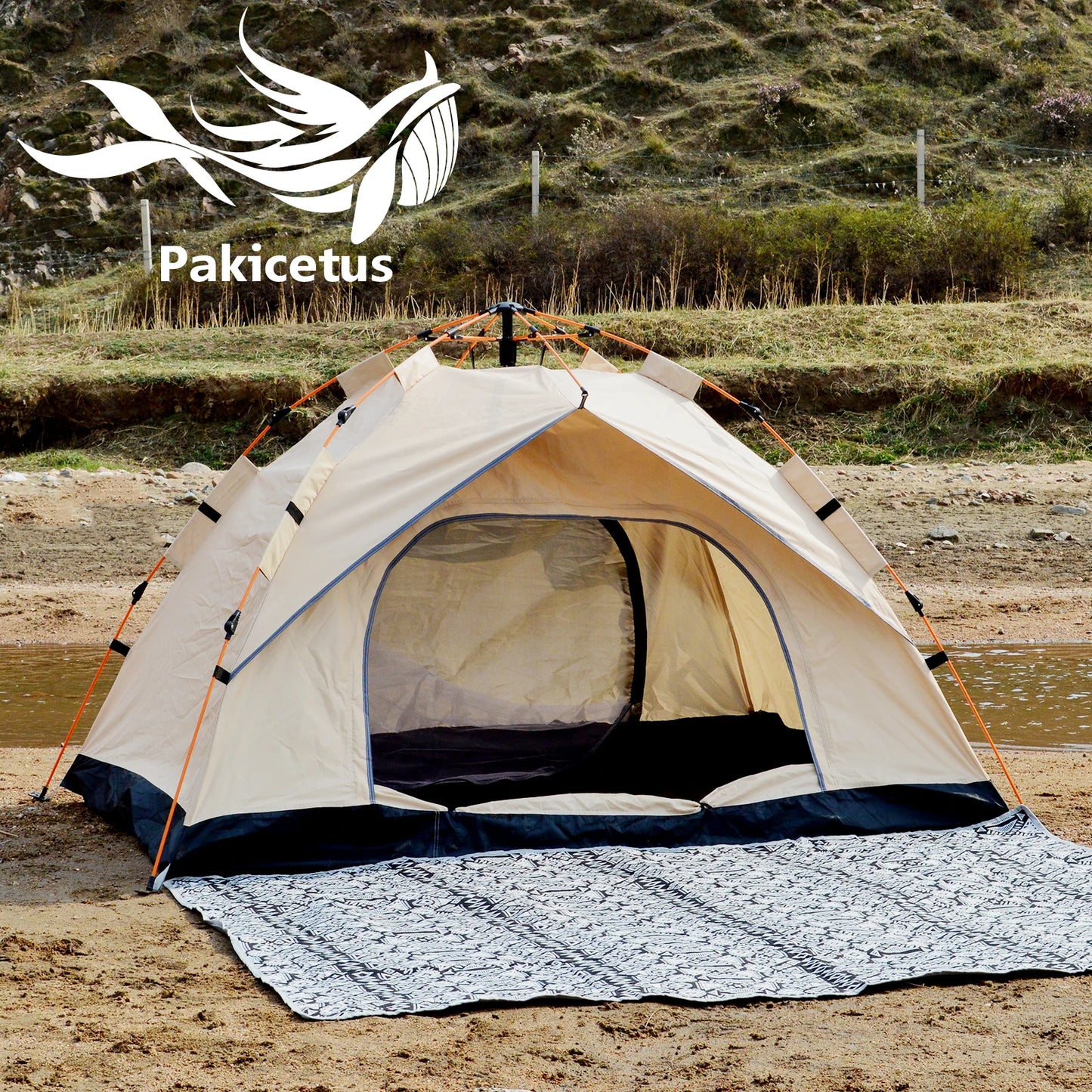 Pakicetus Instant Golden Tent Sun Rain Shelter Beach Camping