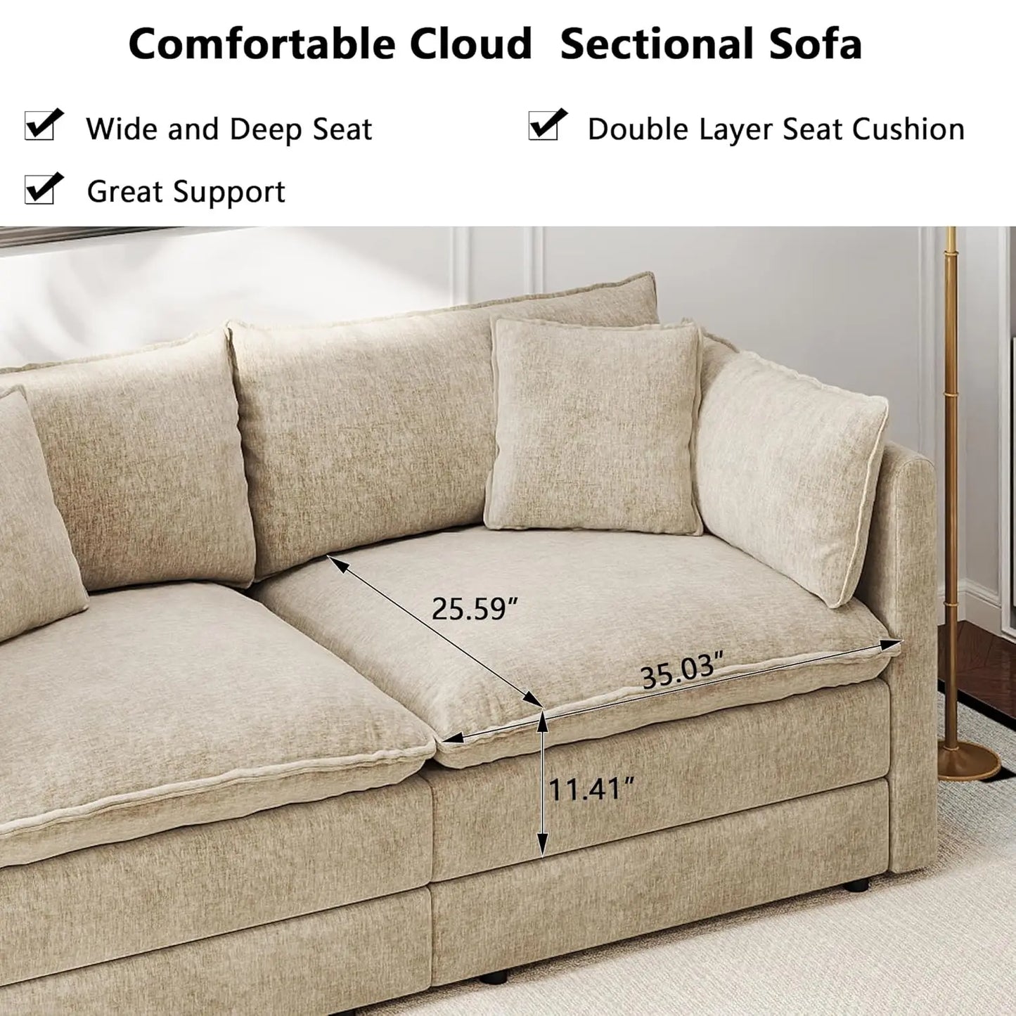 Modular Sectional Sofa Modern Convertible Loveseat Couch Living Room