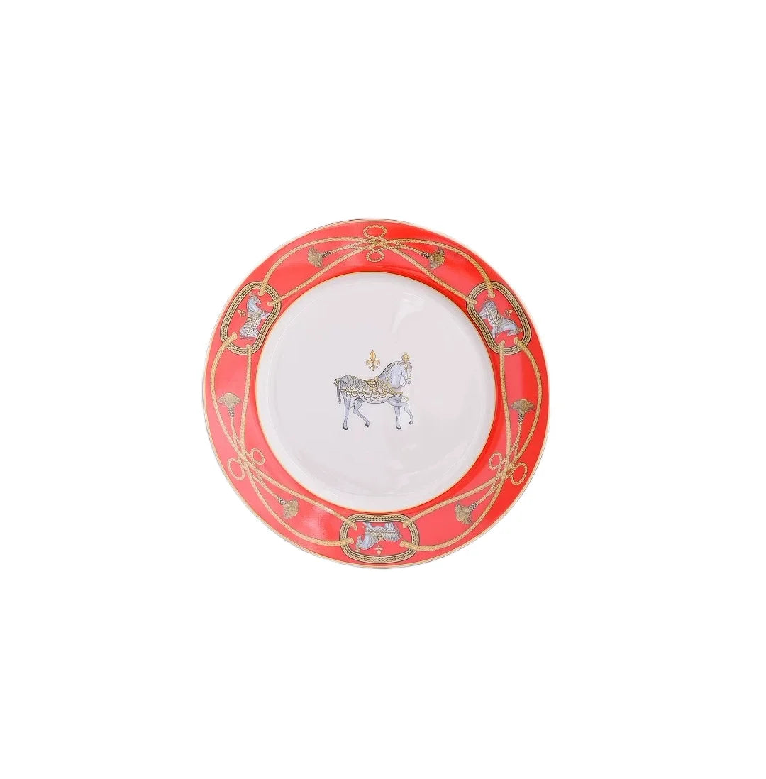Light luxury bone china war horse western food plate personalized steak plate afternoon tea snack plate dinner plate coffee cup