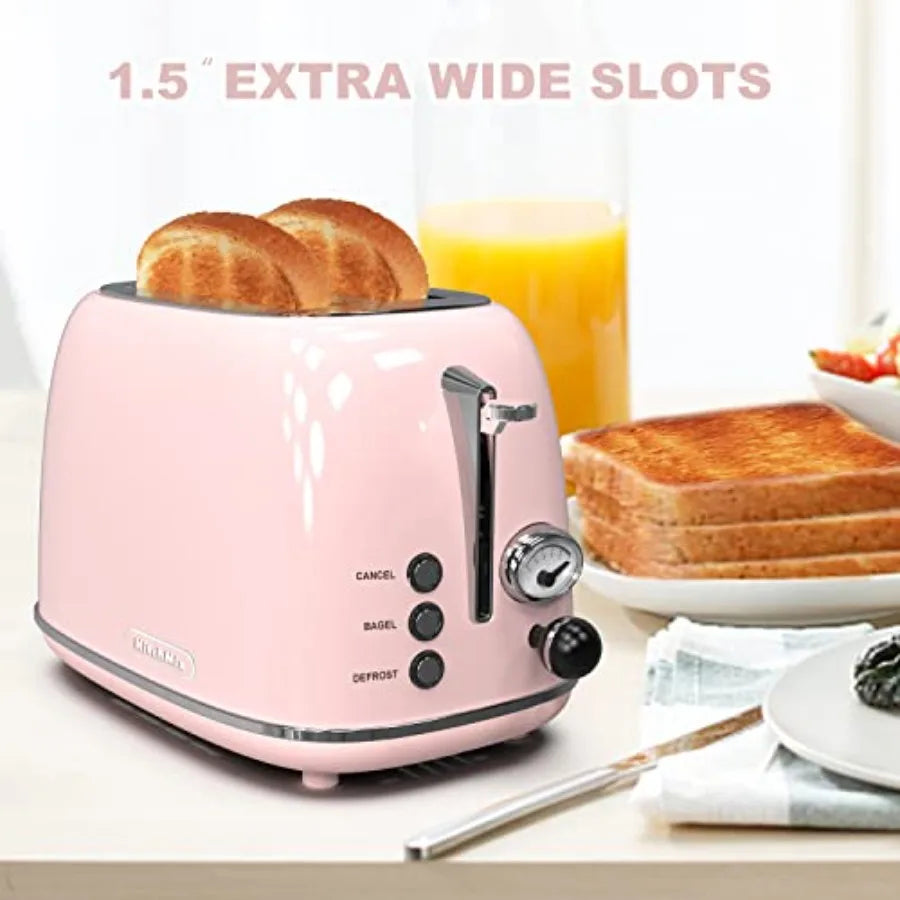 Toaster 2 Slice Stainless Steel With 6 Settings Bagel Defrost