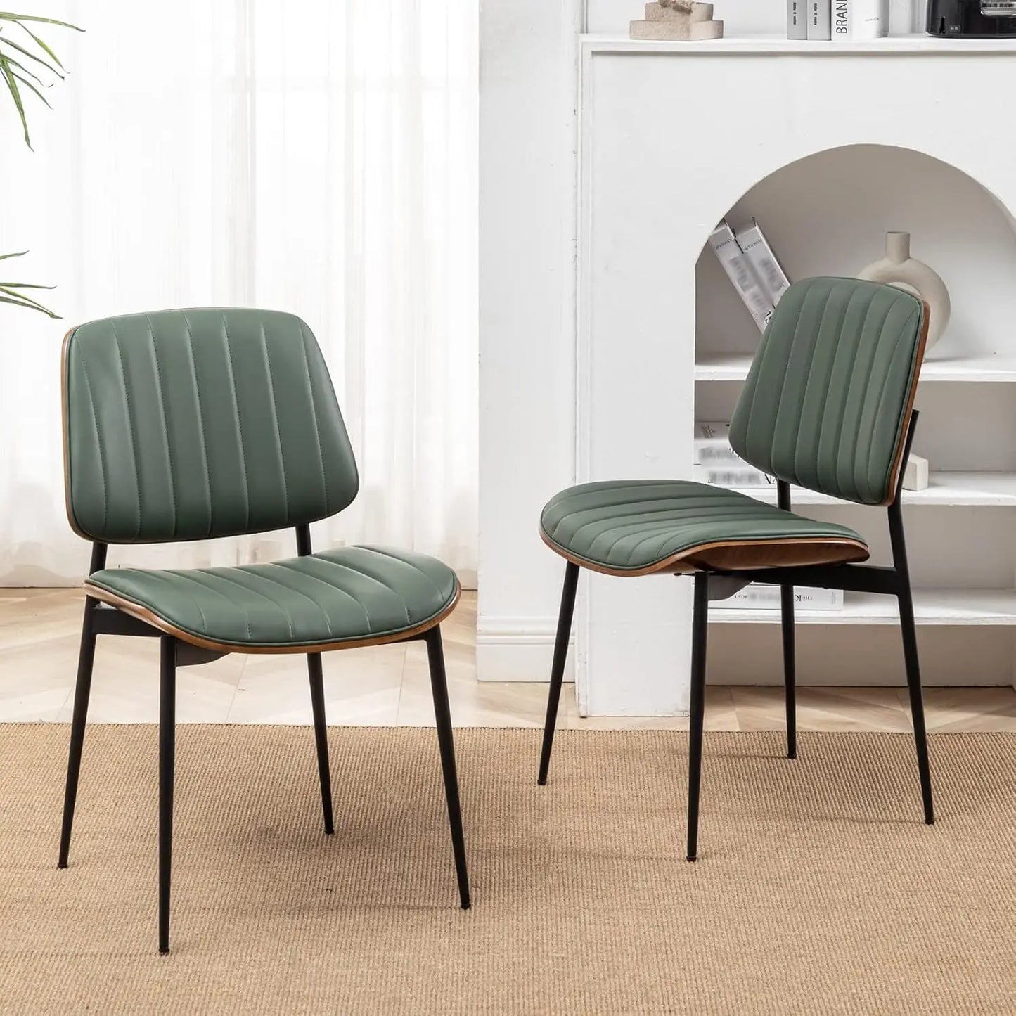 Mid Century Modern Dining Chairs Walnut Bentwood Upholstered Seats
