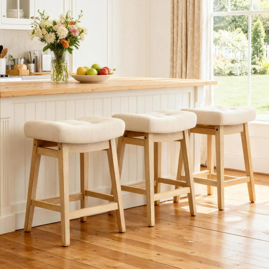 Counter Height Bar Stools Set Of 3 Backless Farmhouse Kitchen