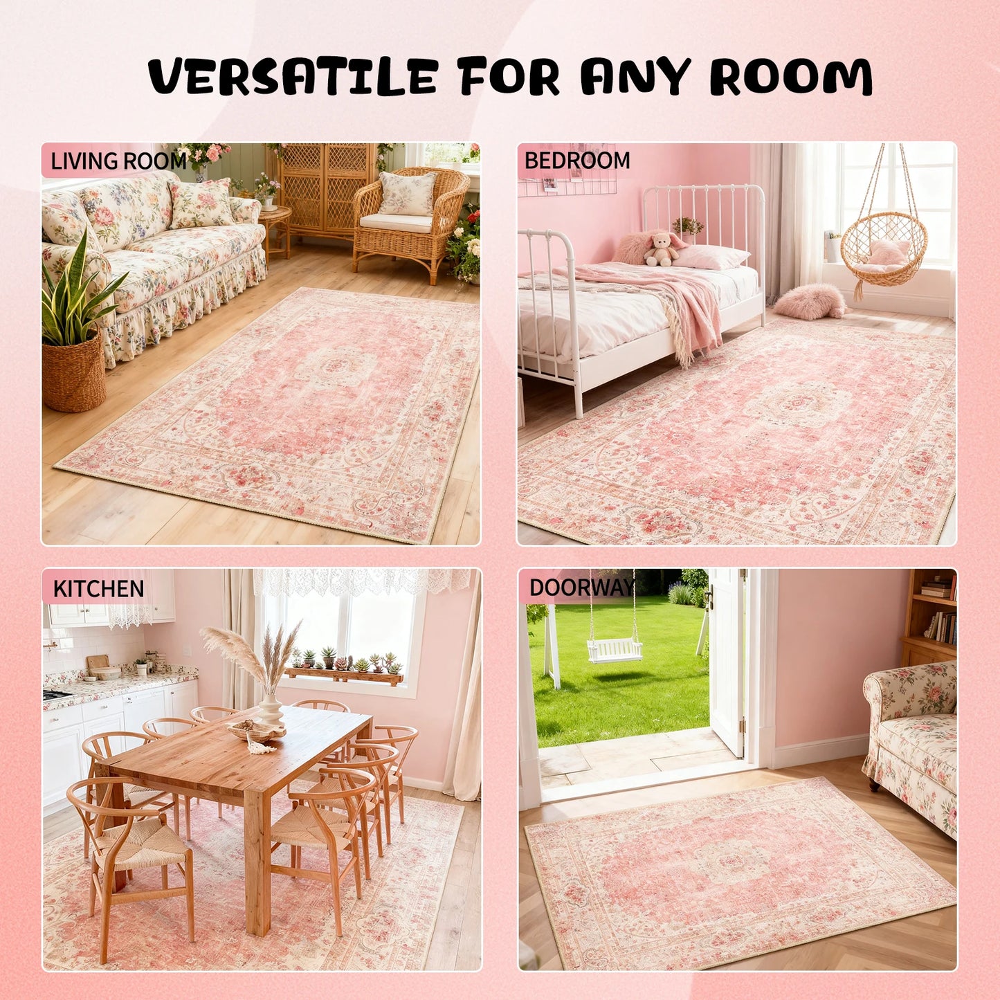 Retro Persian Kilim Floral Carpet For Living Room And Bedroom Decor