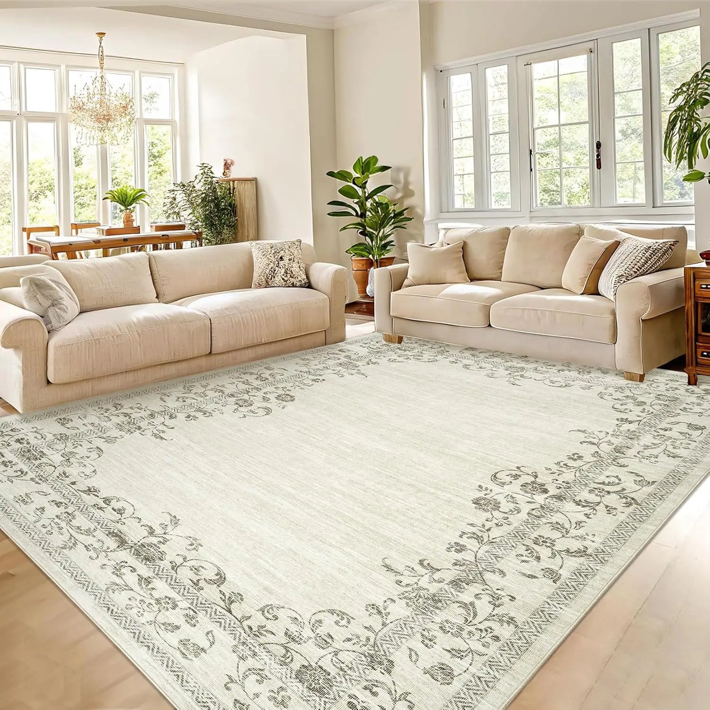 HiMISS Washable Floral Area Rug For Living Room And Bedroom
