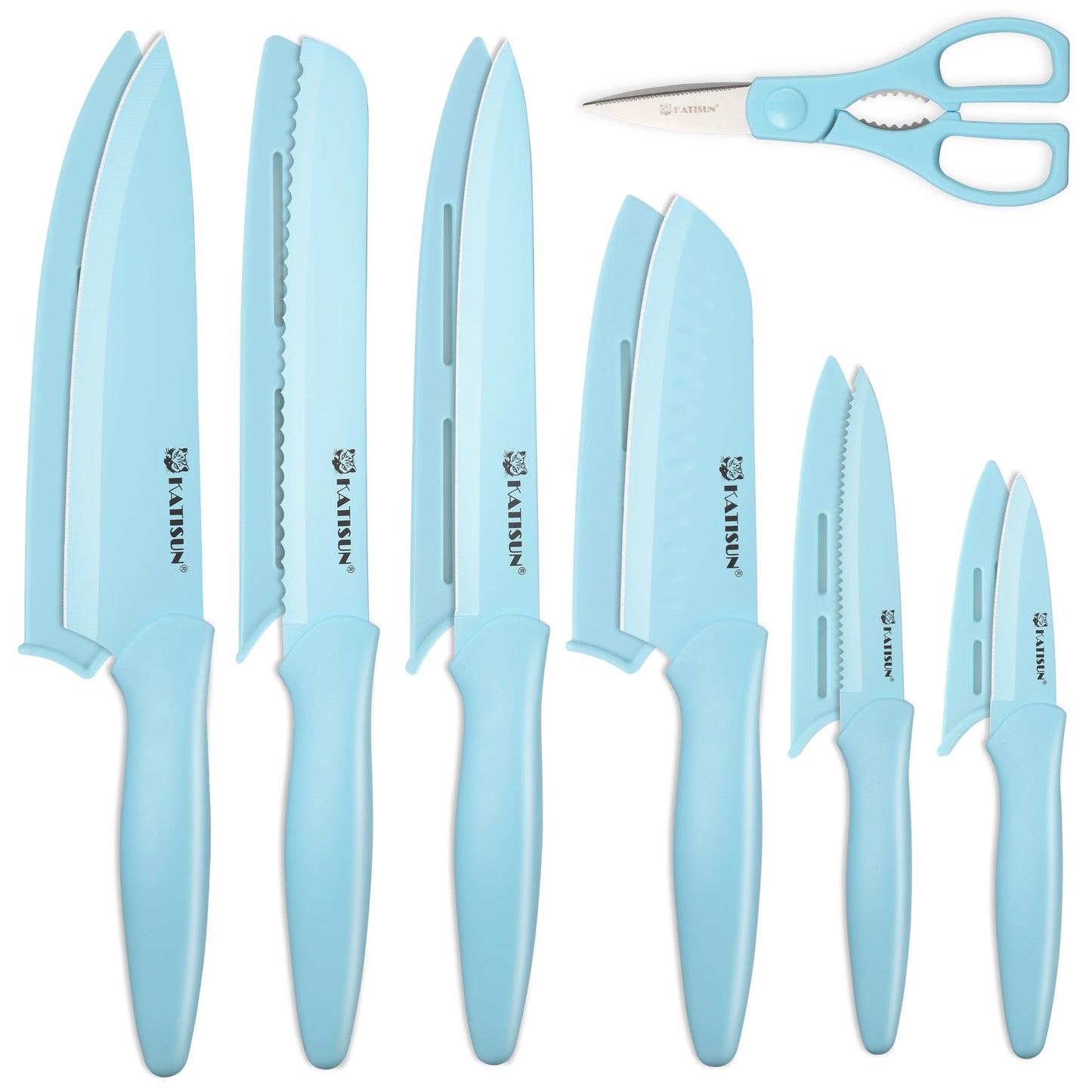 KA Titanium Coated Carbon Steel Kitchen Knife Set With Covers