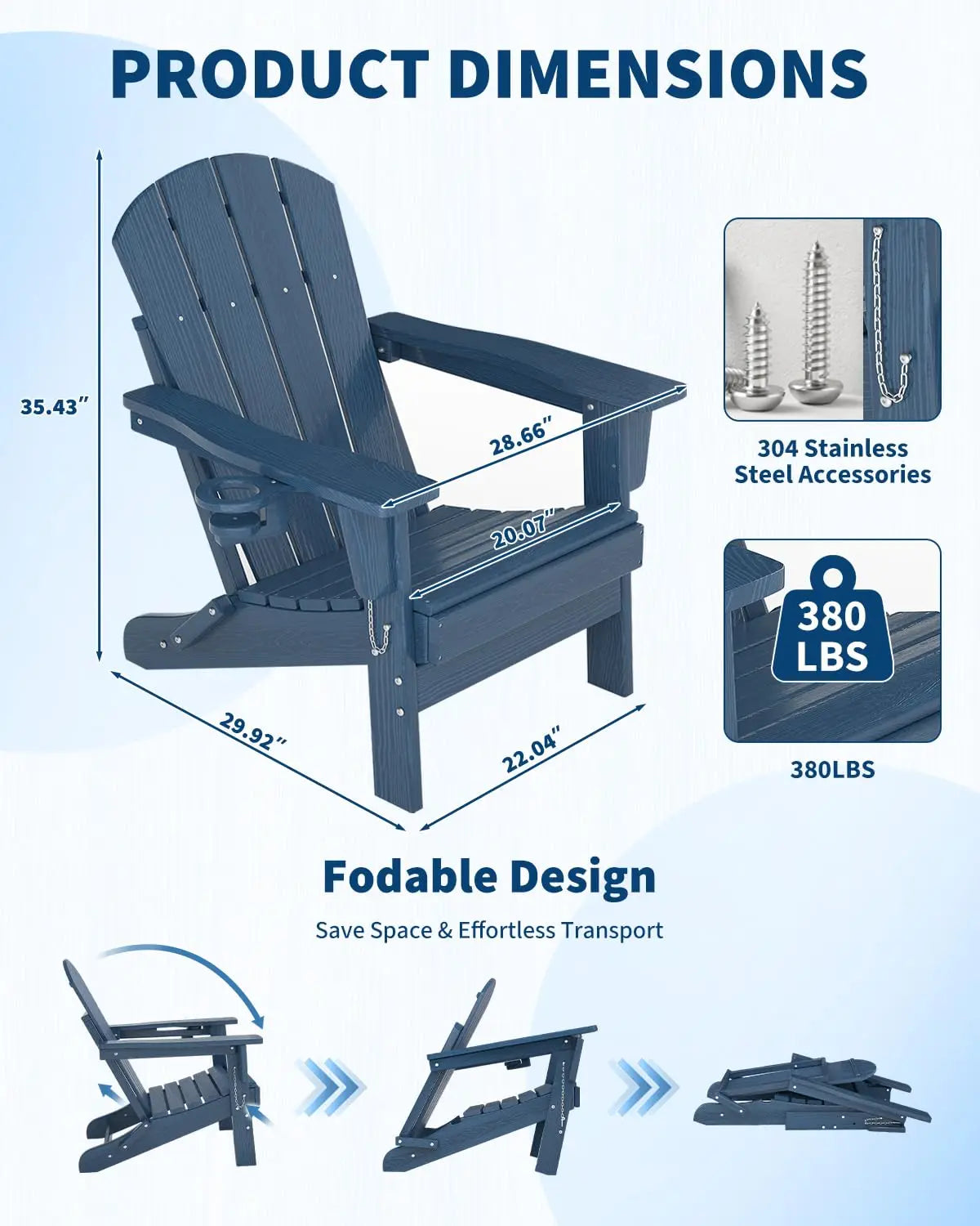 HiMISS Folding Adirondack Chair With Cup Holder