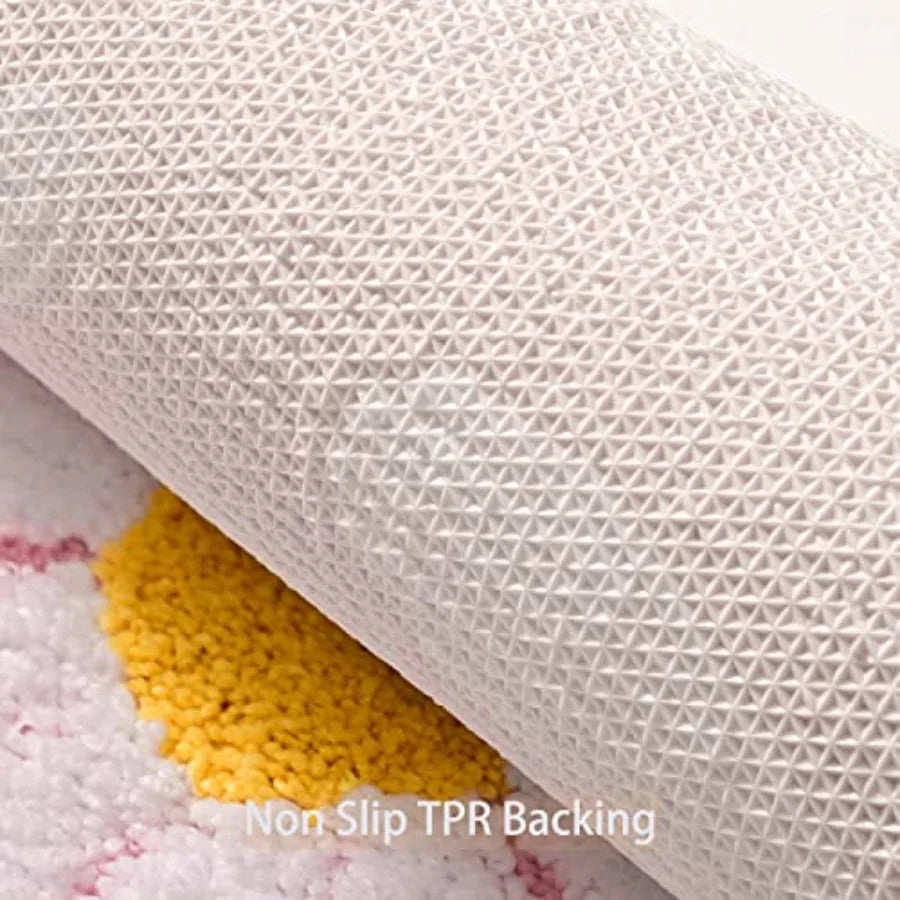 Cute Daisy Bath Mat Non Slip Bathroom Rug Microfiber Absorbent Washable