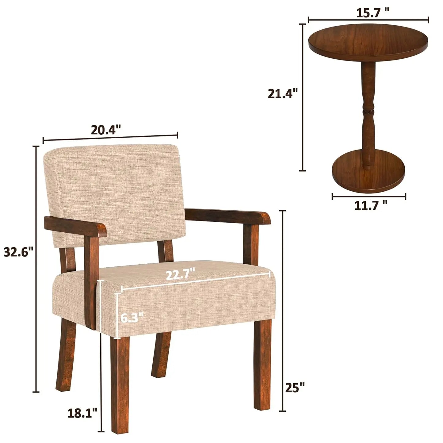 Accent Chair Set Of 2 With Table Living Room Chairs