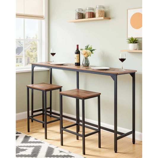 SucceBuy Modern Bar Table with Rounded Edge and Metal Frame