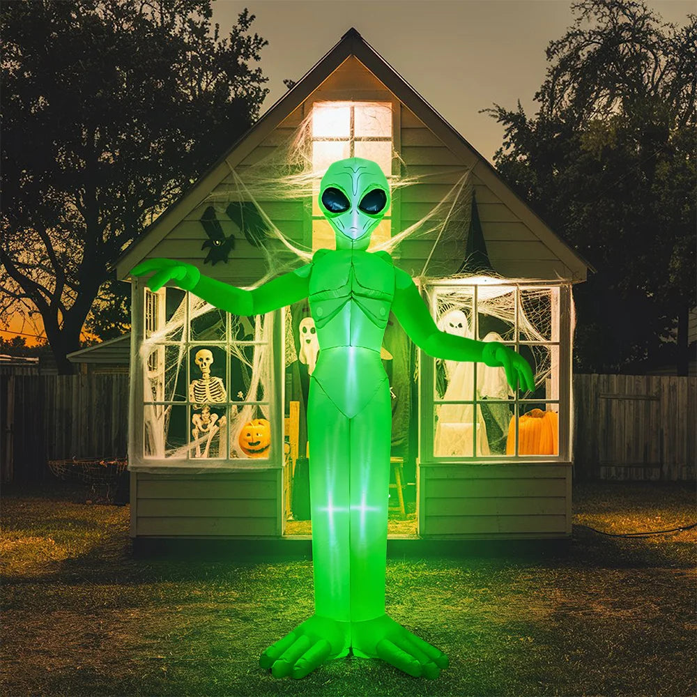 9 FT Tall Halloween Inflatable Decoration Outside Blow Up Alien Inflatable Outdoor Decor with Build-in LEDs for Halloween Yard Lawn Garden Decorations