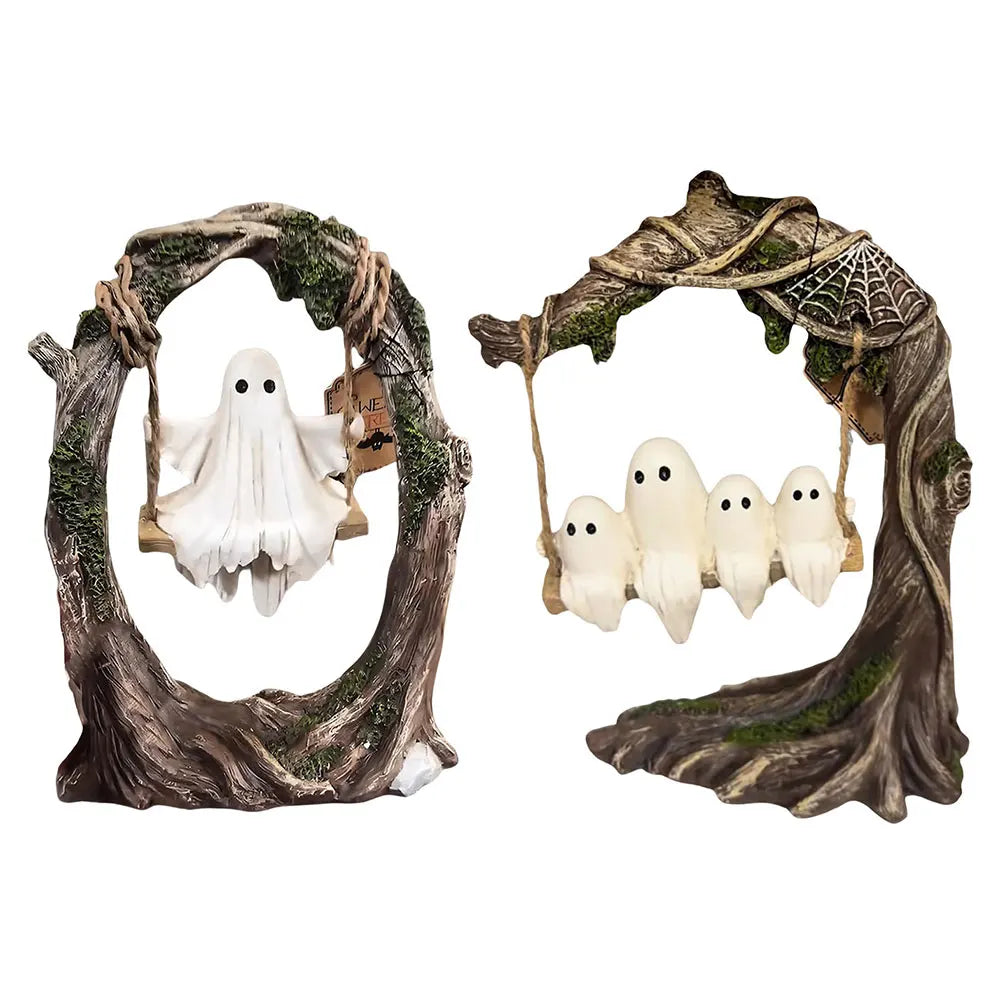 Shunmaii Halloween Swing Ghost Ornament Resin Tree Swing Figurine