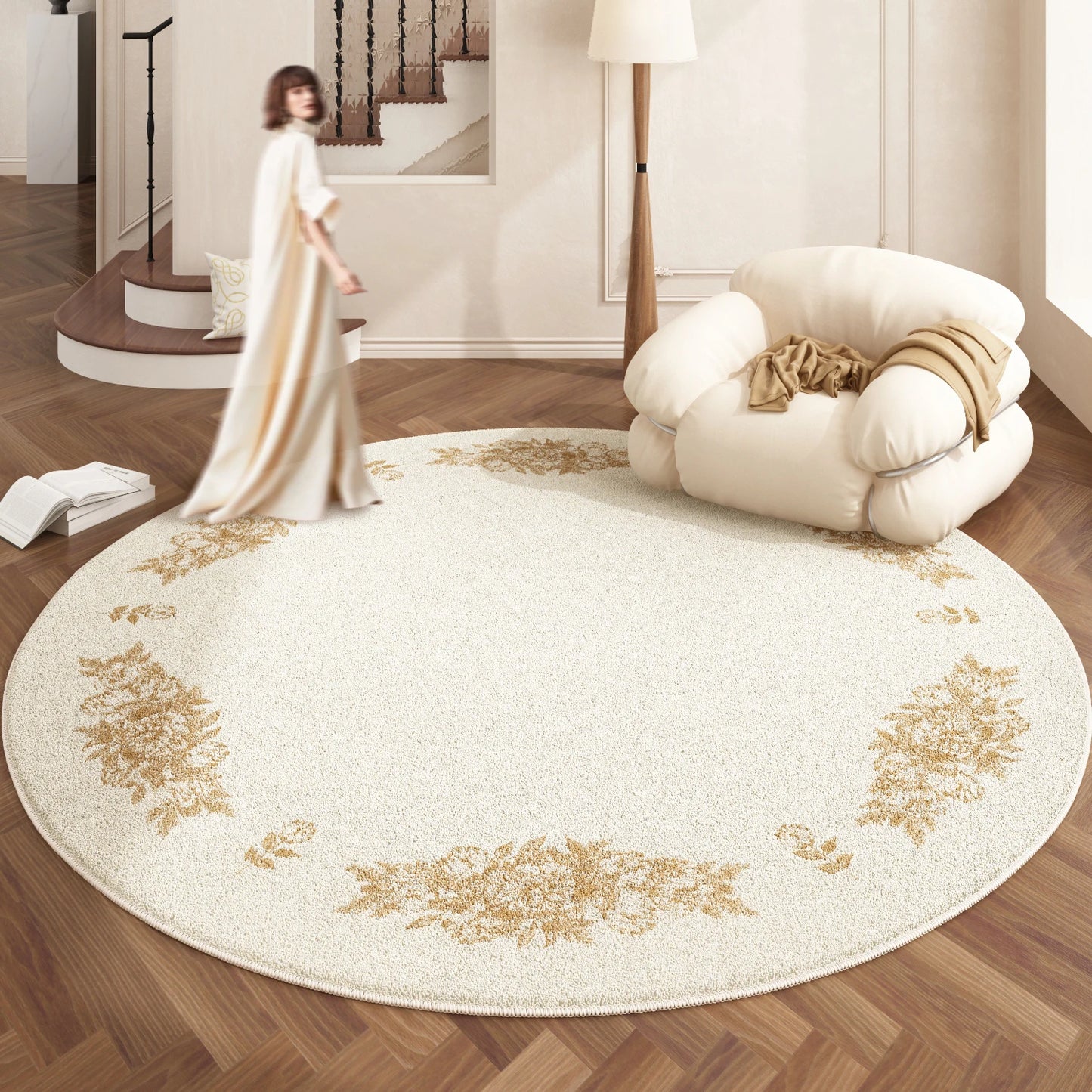 European Style Rugs for Bedroom Home Fluffy Soft Floor Mat Thicken Plush Living Room Decoration Round Carpet Washable Lounge Rug