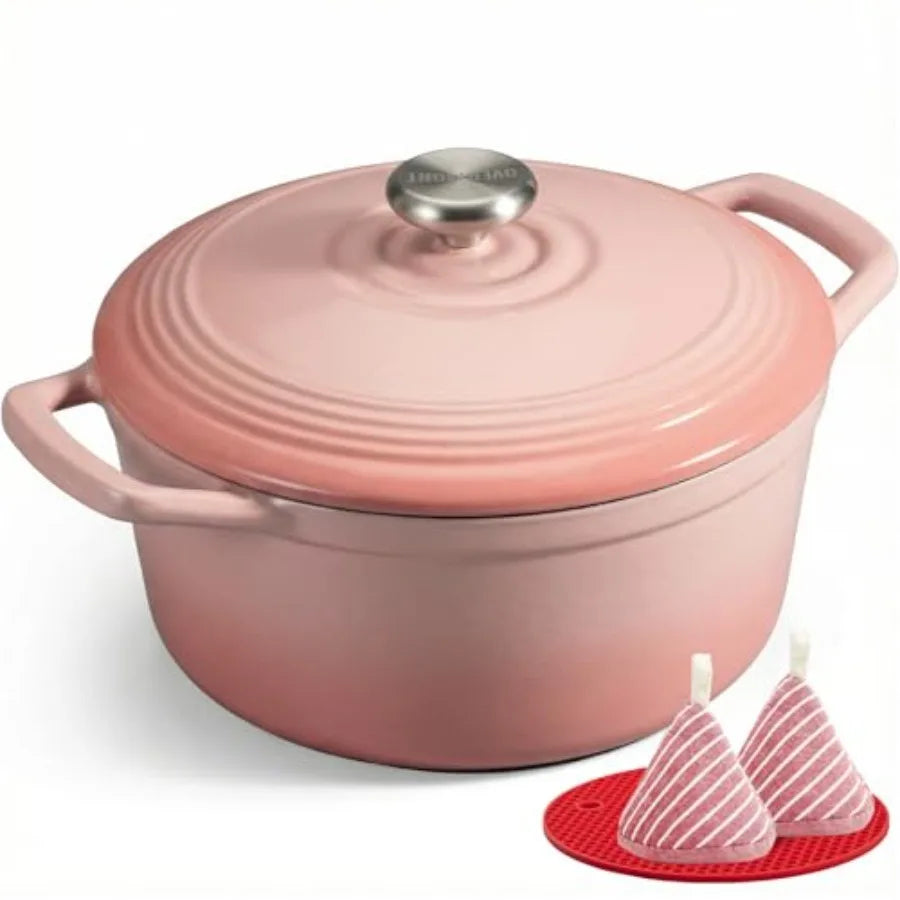 Enameled Cast Iron Dutch Oven Lid Includes Cookbook And Potholders