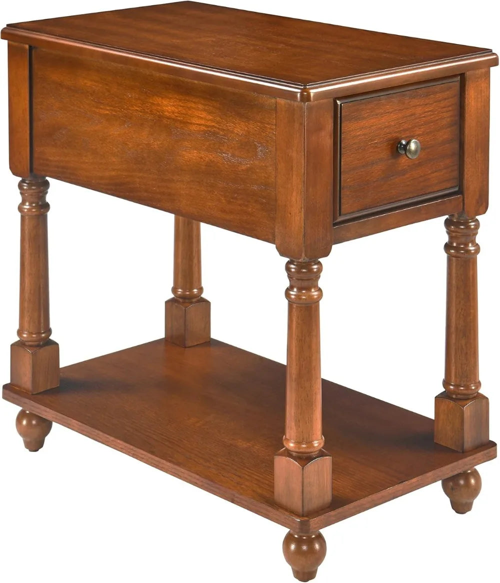 Solid Wood End Table With Drawer For Living Room Modern Design