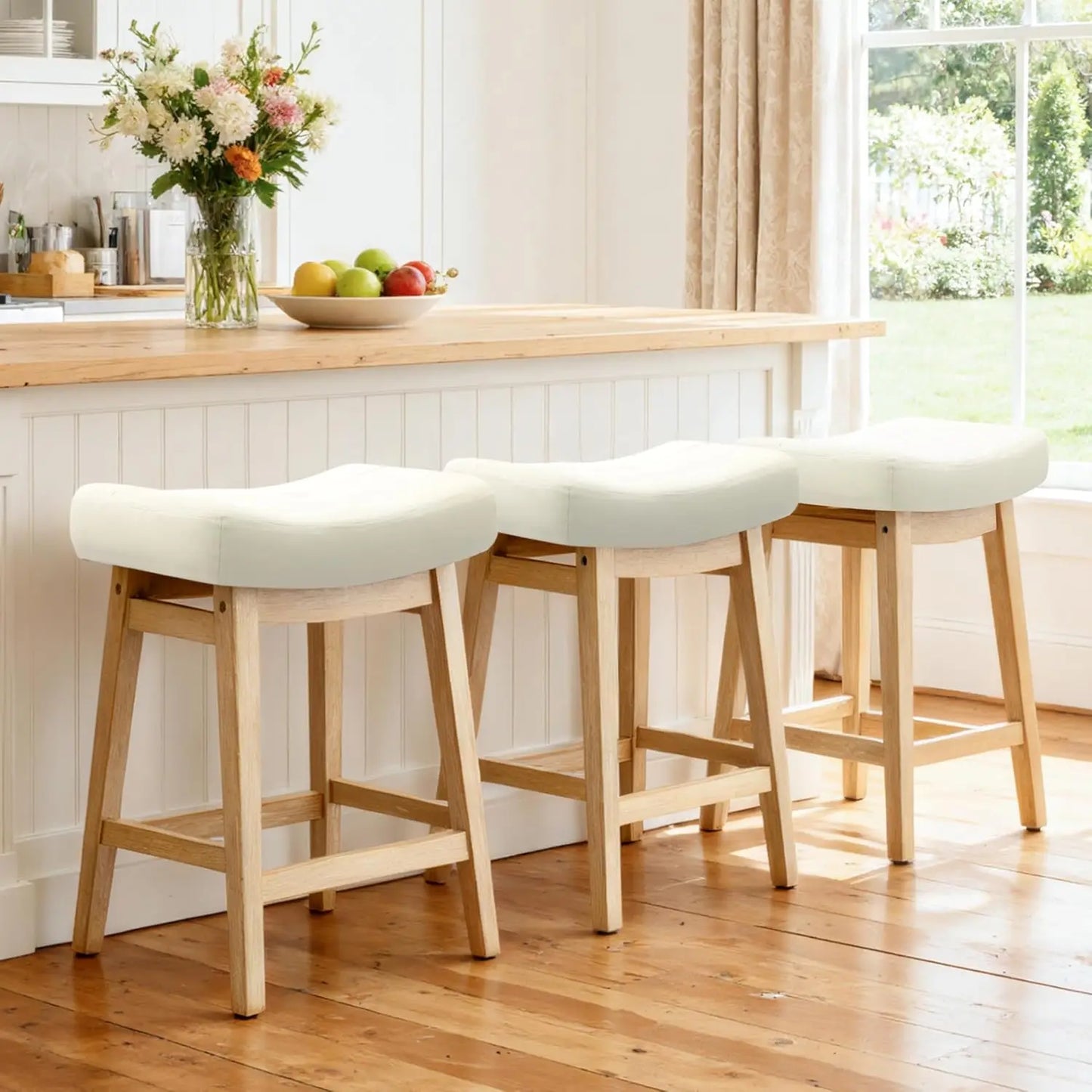 Counter Height Bar Stools Set Of 3 Backless Farmhouse Kitchen