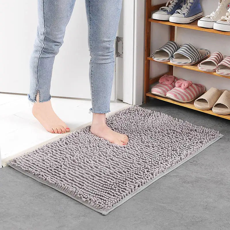 Chenille Bath Mat For Bathroom Absorbent Non Slip Rug