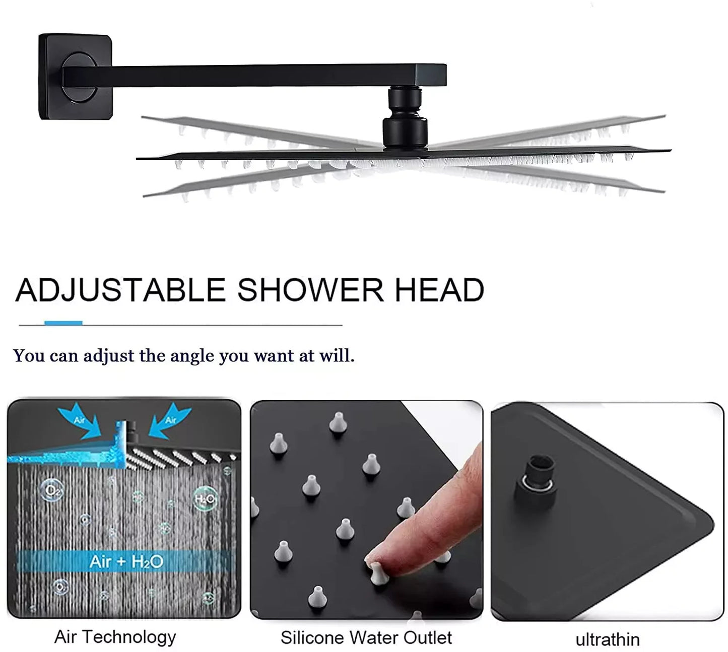 MYQualife Wall Mount Shower Faucet With Rainfall Mixer Sprayer