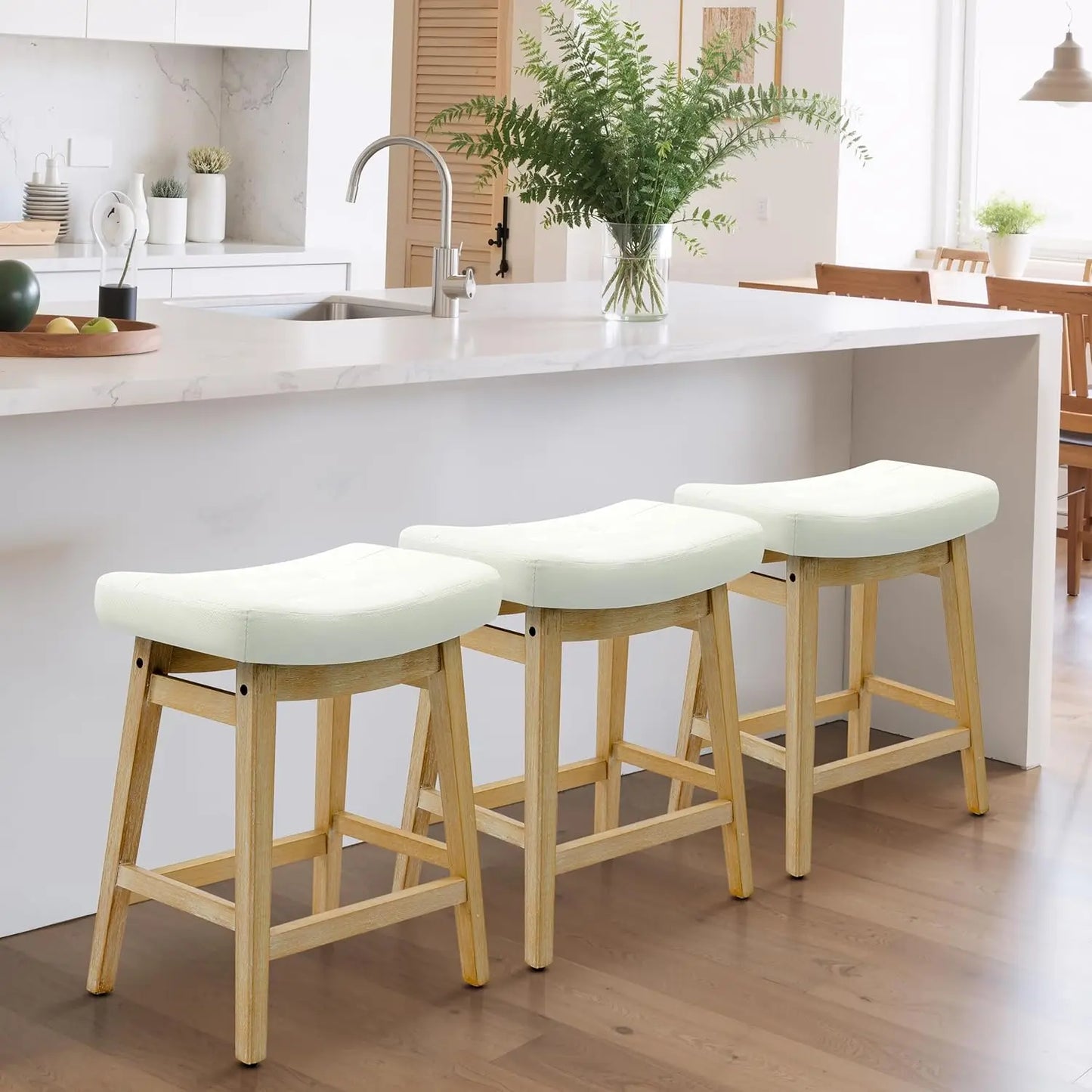 Counter Height Bar Stools Set Of 3 Backless Farmhouse Kitchen