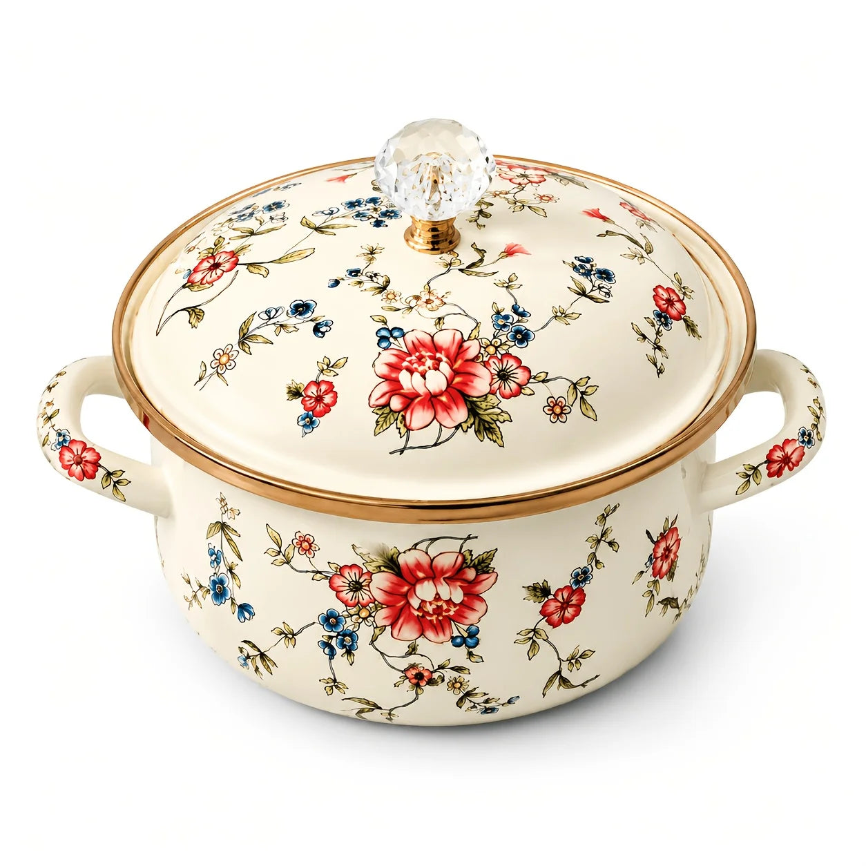 1Pc Thickened Enamel Stock Pot With Two Side Handles, Large Cooking Pot For Soup, Stew, Boiling, Pasta And Kitchen Use