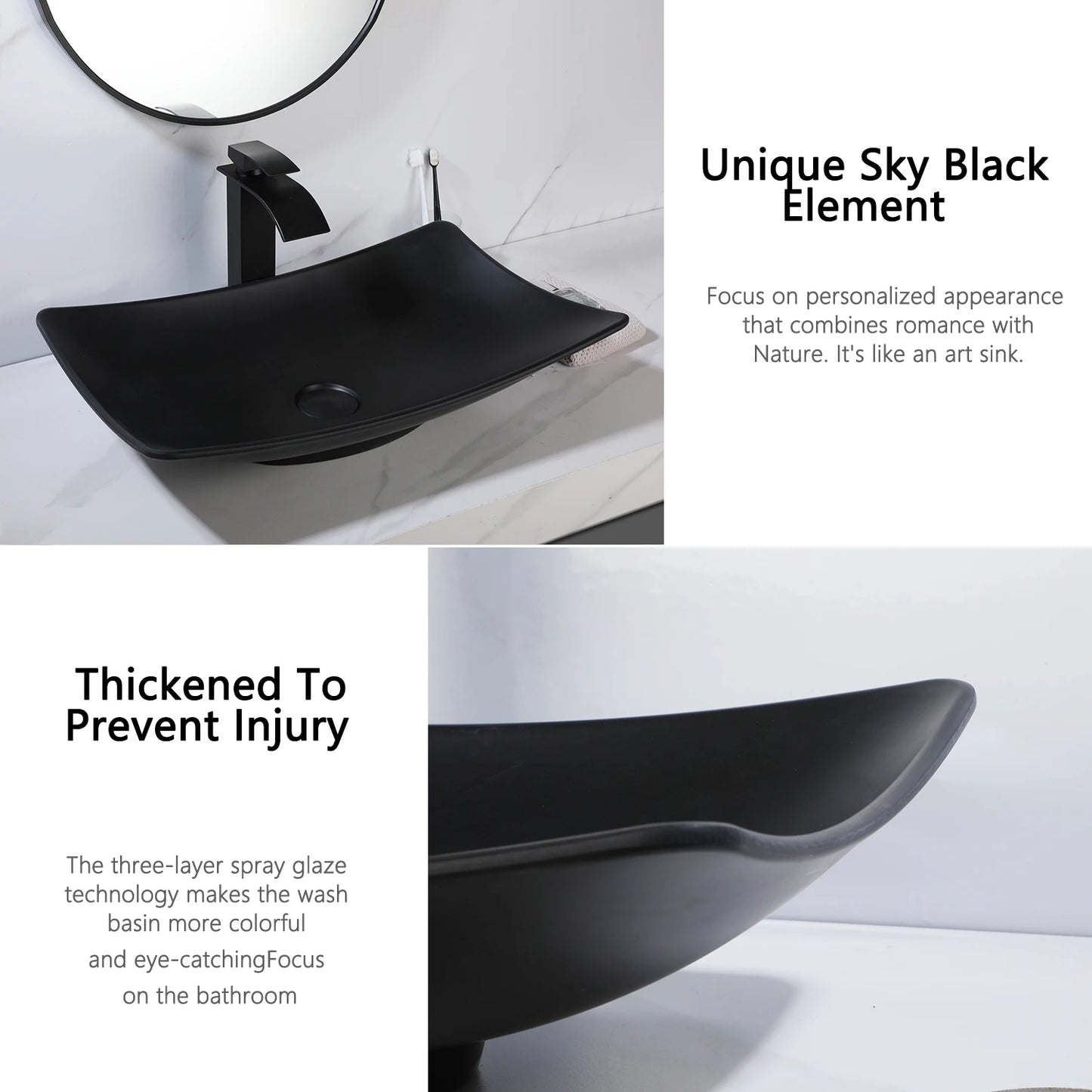 YANKSMART Vessel Sink Modern Above Counter Basin With Faucet