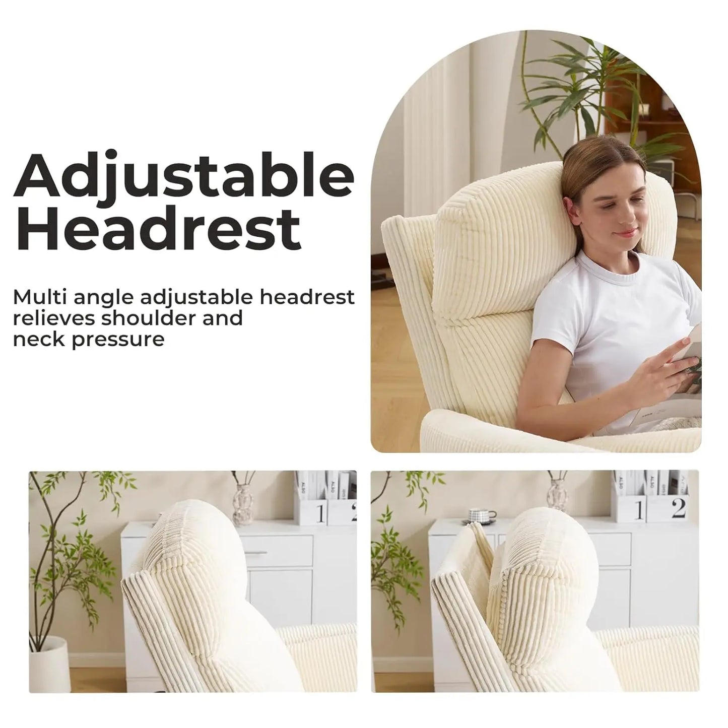 Oversized Swivel Rocker Recliner with Massage and Heat, Swivel Nursery Recliner with Adjustable Headrest, Manual, Customized