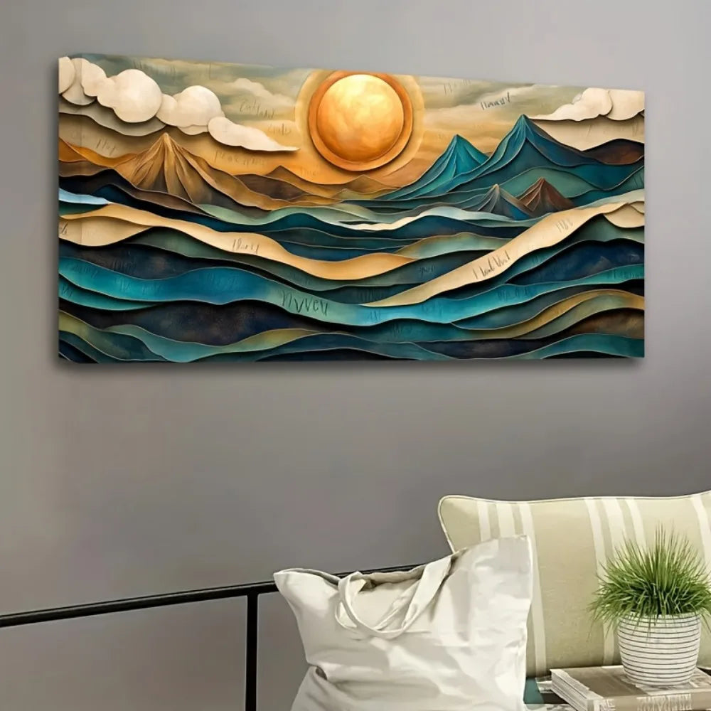 Art Deco Framed Canvas Wall Art Geometric Landscape