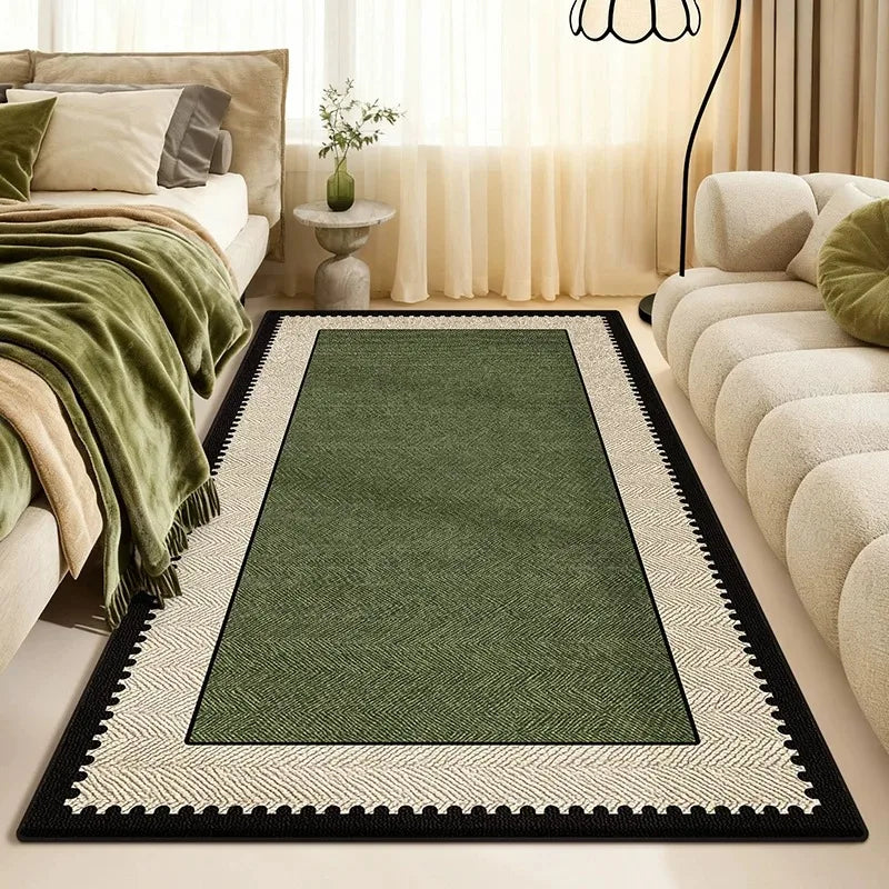 Bedroom Bedside Carpet Stain-resistant Wear-resistant Dirt-resistant Floor Mat Green Striped Rug Retro Home Decor Rugs Alfombra