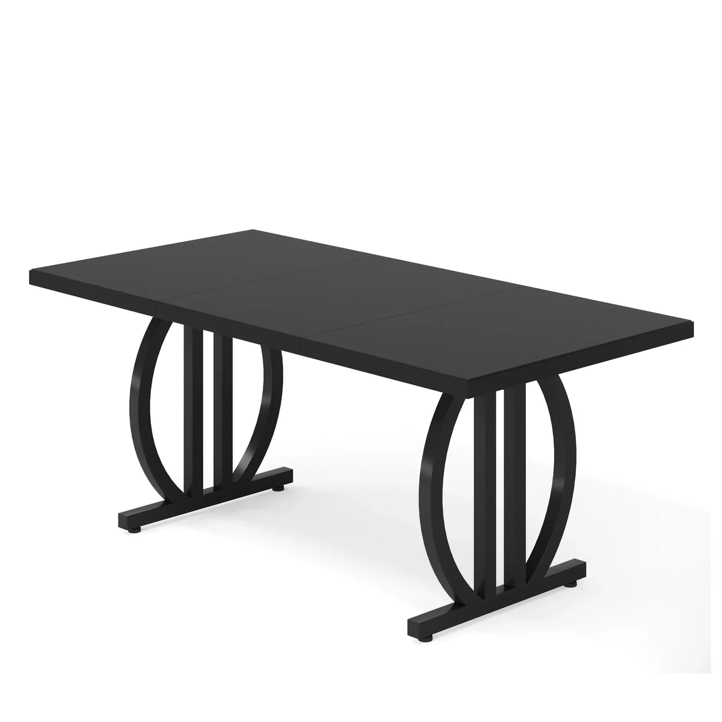 Tribesigns Dining Table for 4-6 People, 63-Inch Large Dinner Table with Heavy Duty Metal Frame, Modern Industrial Kitchen Table