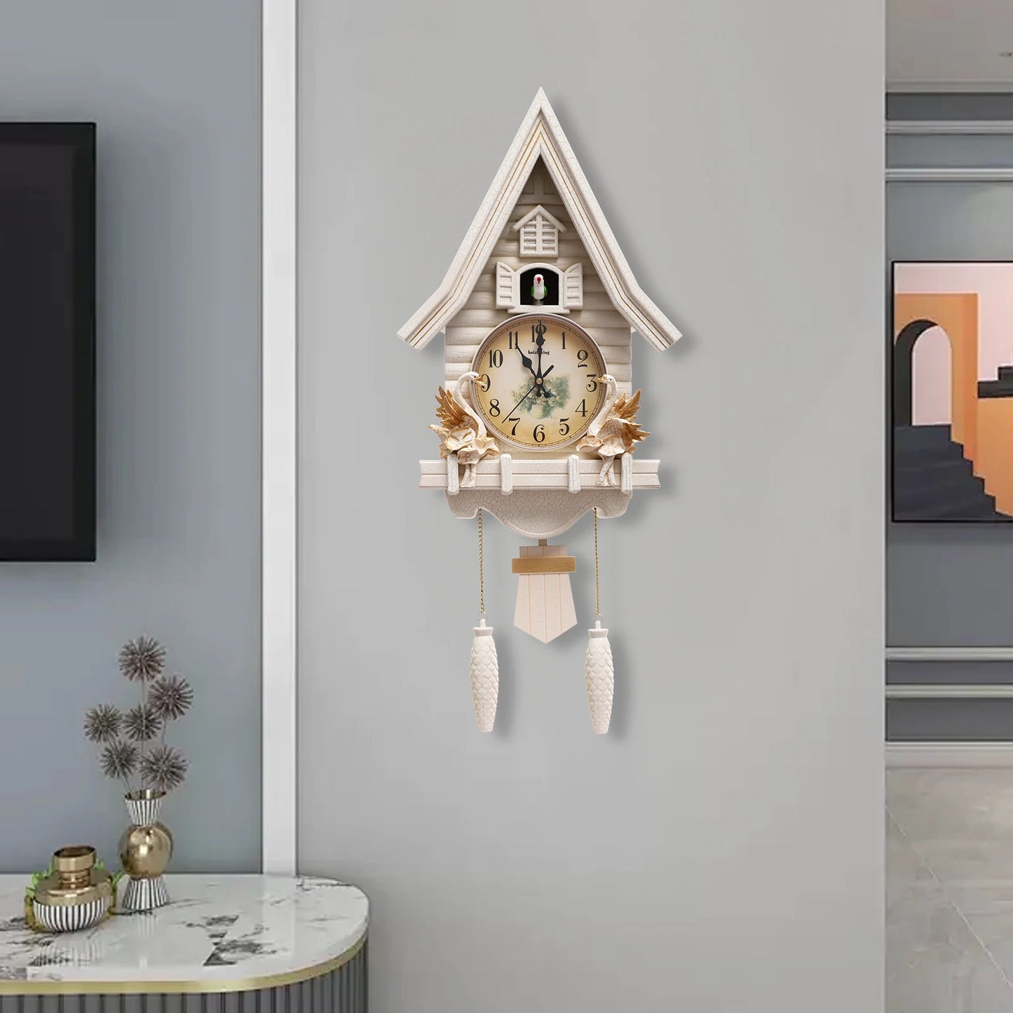 Cuckoo Wall Clock Battery Operated Antique Style Classic