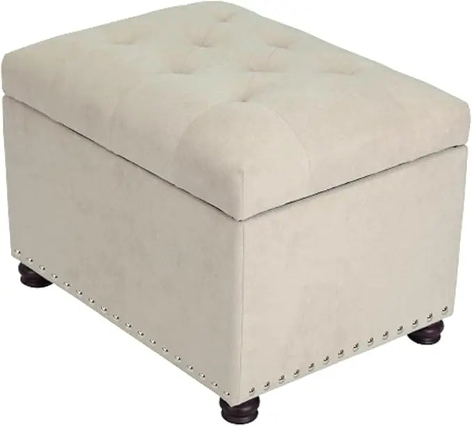 Faux Leather Storage Ottoman Bench Modern Rectangle Foot Rest